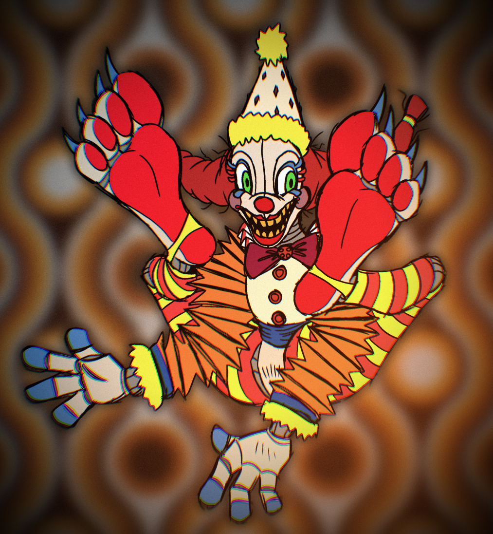 clown clown_girl clown_makeup featureless_crotch five_nights_at_freddy's five_nights_at_freddy's:_secret_of_the_mimic foot_fetish foot_focus jackie_(fnaf) legs_up the_mimic_(fnaf)