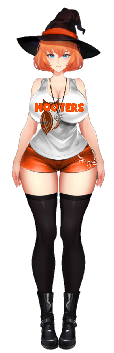 big_breasts black_legwear blue_eyes hispanic hispanic_female hispanic_virtual_youtuber light-skinned_female orange_hair tagme vivifellow witch_hat