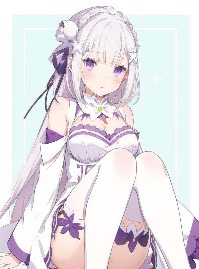 anime_style ecchi emilia_(re:zero) rezero sitting