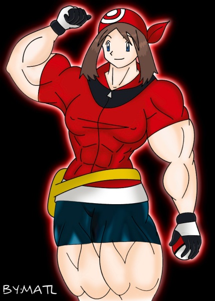 abs biceps breasts female hyper hyper_muscles matl may_(pokemon) muscles muscular muscular_arms muscular_female muscular_legs muscular_thighs pecs pokemon pokemon_rse