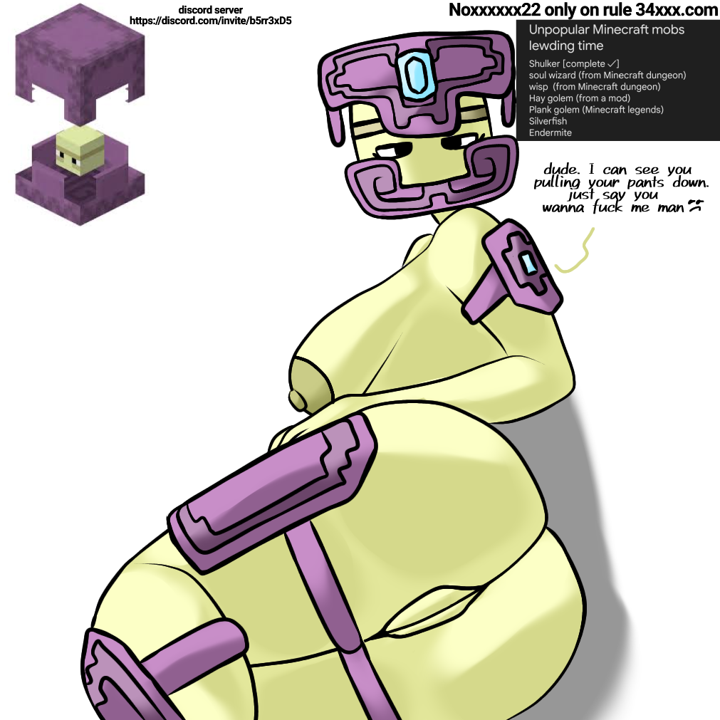 armor asking_for_sex exposed_breasts exposed_pussy laying_down minecraft naked noxxxxxx22 purple_armor shulker_(minecraft) tired_eyes white_skin