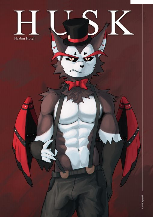 1boy abs alternate_body_type artist_request balls_outline bara black_bottomwear black_pants black_sclera bottomwear bowtie bulge cat_ears catboy cheek_tuft chest_tuft claws countershading demon demon_boy domestic_cat eight_pack face_markings fangs feline hat hazbin_hotel headgear headwear husk_(hazbin_hotel) long_eyebrows looking_at_viewer magazine magazine_cover male male_only neckwear penis_outline pubic_tuft red_bowtie red_eyebrows red_neckwear sharp_claws shoulder_tuft simple_background suspenders table thick_eyebrows top_hat two_tone_fur two_tone_inner_ear vivienne_medrano white_inner_ear wings yellow_eyes yellow_teeth