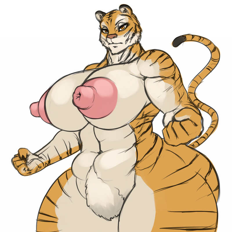 anthro, feline, feline humanoid, female, female only, furry, huge breasts, milf, rampage0118, tiger