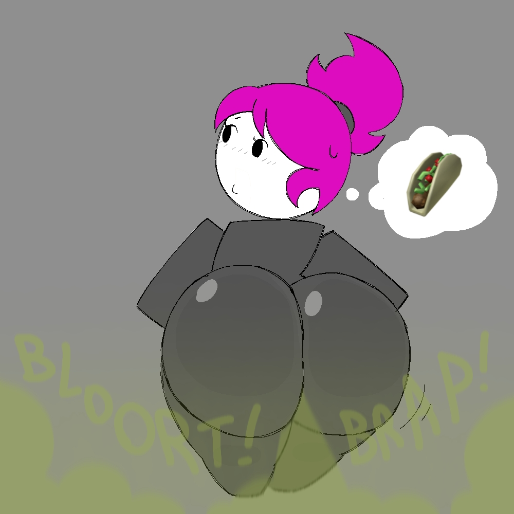 1girls, 2d, ass, big ass, big butt, blocky body, fart, fart fetish, farting, fat ass, fat butt, female, gassy, gassy female, guest (roblox), mrpotato123 , roblox, self upload, simple background, stinky ass, taco, tagme