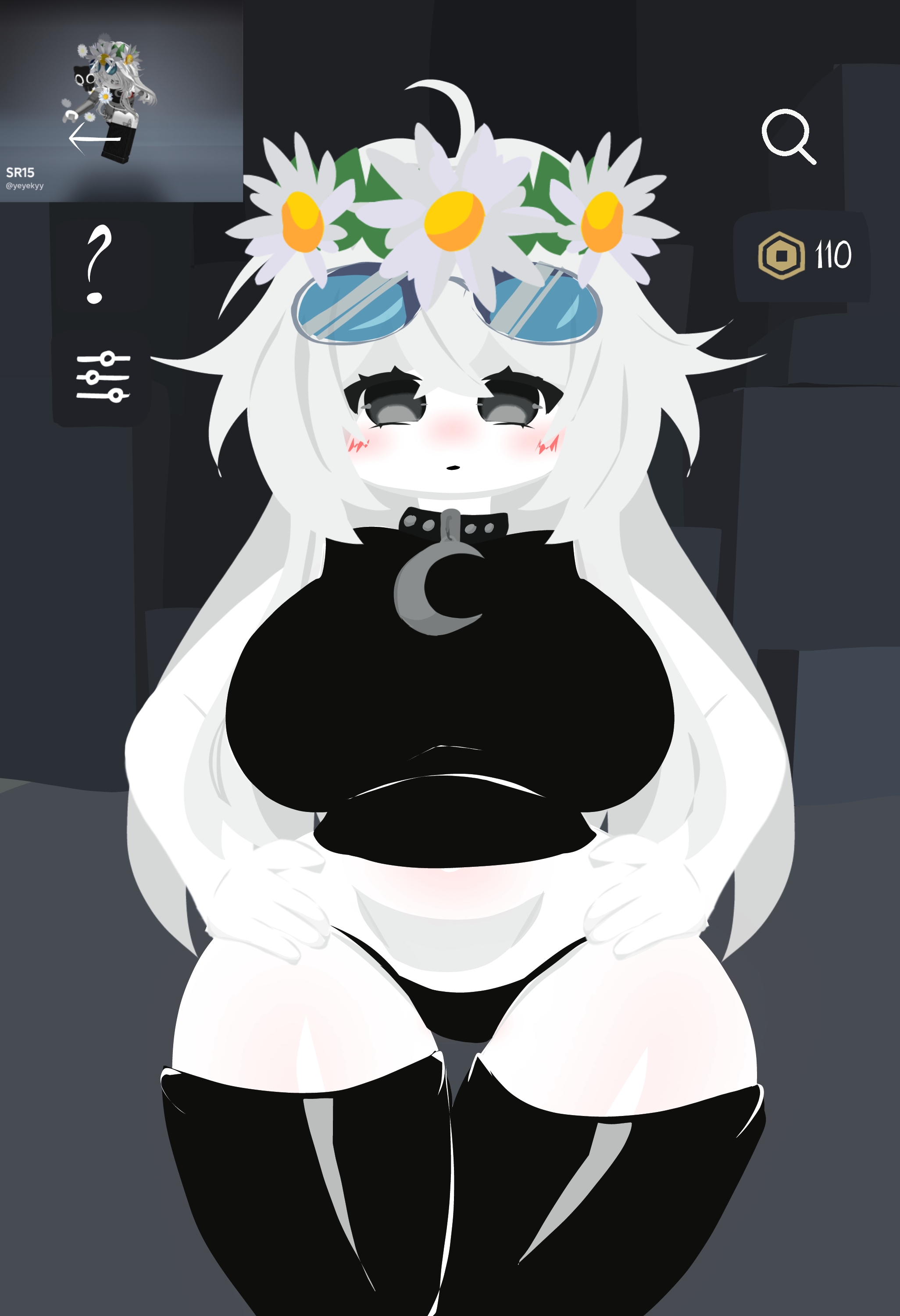 1girls, 2d, background, breasts, clothed, digital art, digital drawing, digital media, digital painting, female, female only, reference image, roblox, roblox avatar, robloxian, self upload, shawmel, tagme, thighs