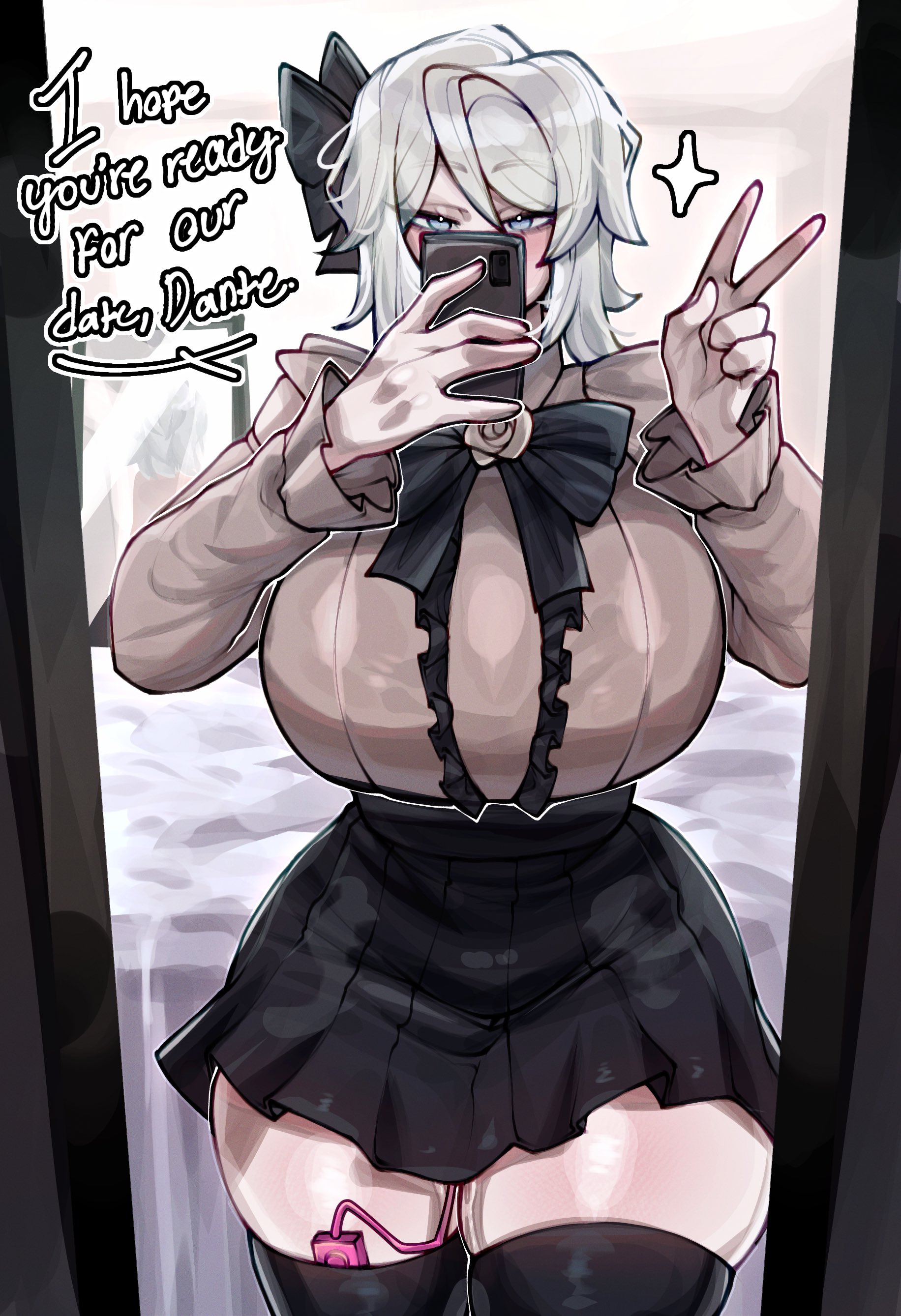ambiguous gender, dante (limbus company), egg vibrator, fat, fat thighs, faust (limbus company), female, limbus company, project moon, renata11033, sex toy, tagme, tight clothing, vibrator, vibrator in thighhighs, vibrator under clothes