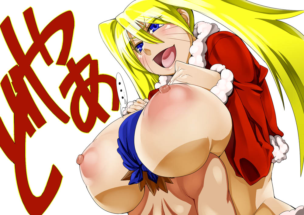 1boy, 1girls, areola, between breasts, blonde hair, blue eyes, blush, breast smother, breasts, brown hair, canon genderswap, erect nipples, female, huge breasts, konakona, male, naruko, naruto, naruto (series), nipples, open mouth, rule 63, sexy no jutsu, tied hair, twintails, uzumaki naruto