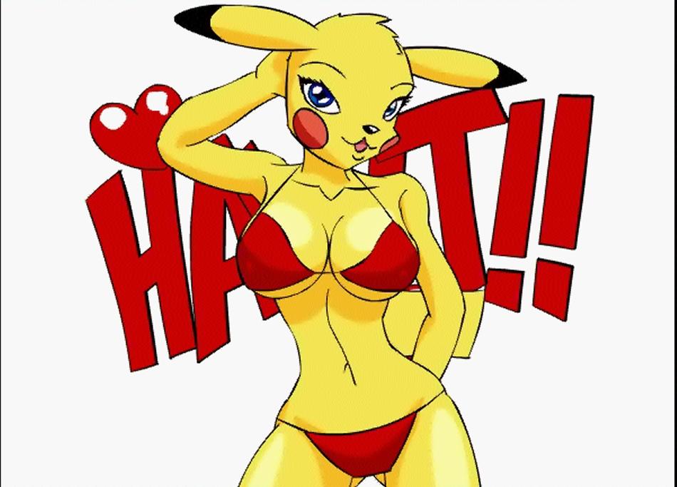 1girls bikini blue_eyes breasts clothes female female_only female_pikachu fur furry furry_only nin10doh nintendo pikachu pikanjo pokémon_(species) pokemon pokemon_rgby pokemon_snap_xxx red_bikini solo swimsuit yellow_fur