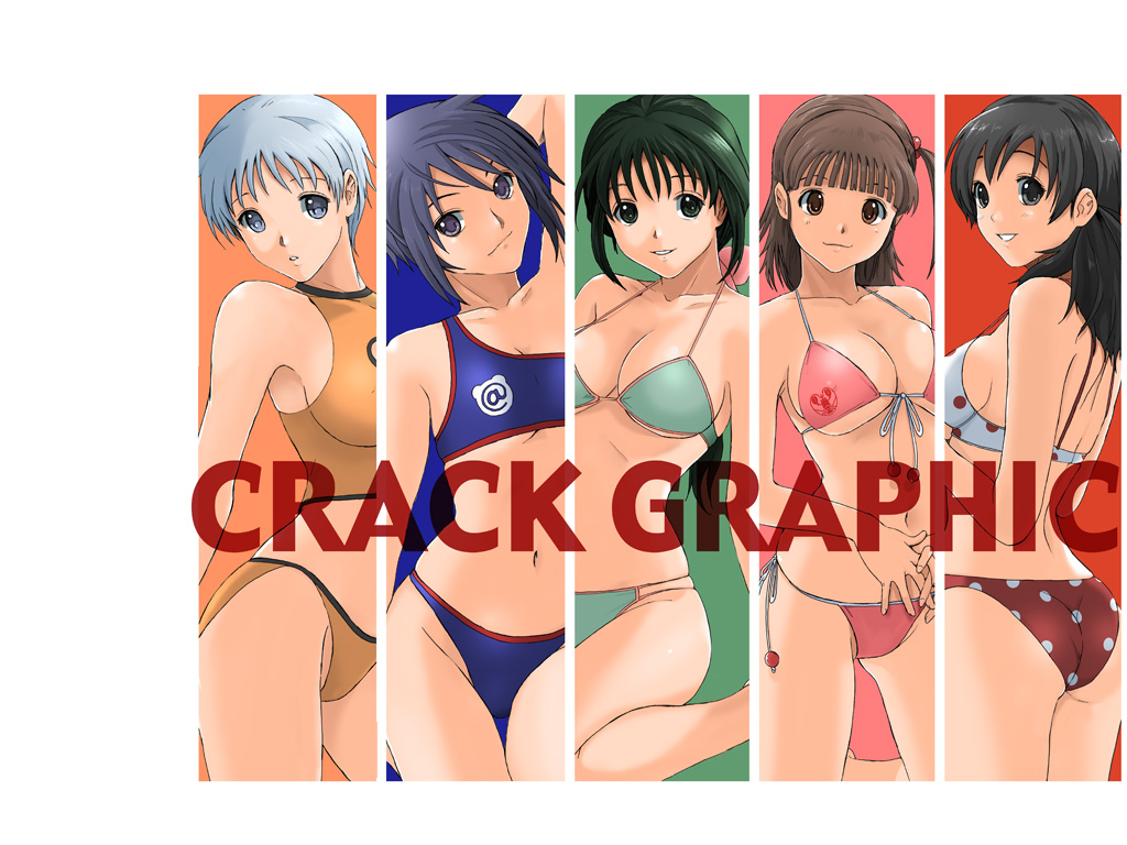 5girls ai_kusaka ass bikini breasts column_lineup female female_only hayami_touka kaminogi_momo kokono_asou kusaka_ai momo_kaminogi mukuzou multiple_girls navel original polka_dot polka_dot_bikini polka_dot_swimsuit ryouzou side-tie_bikini sideboob string_bikini swimsuit syurina_tsukishima tankini thigh_gap thighs tohka_hayami tsukishima_shurina