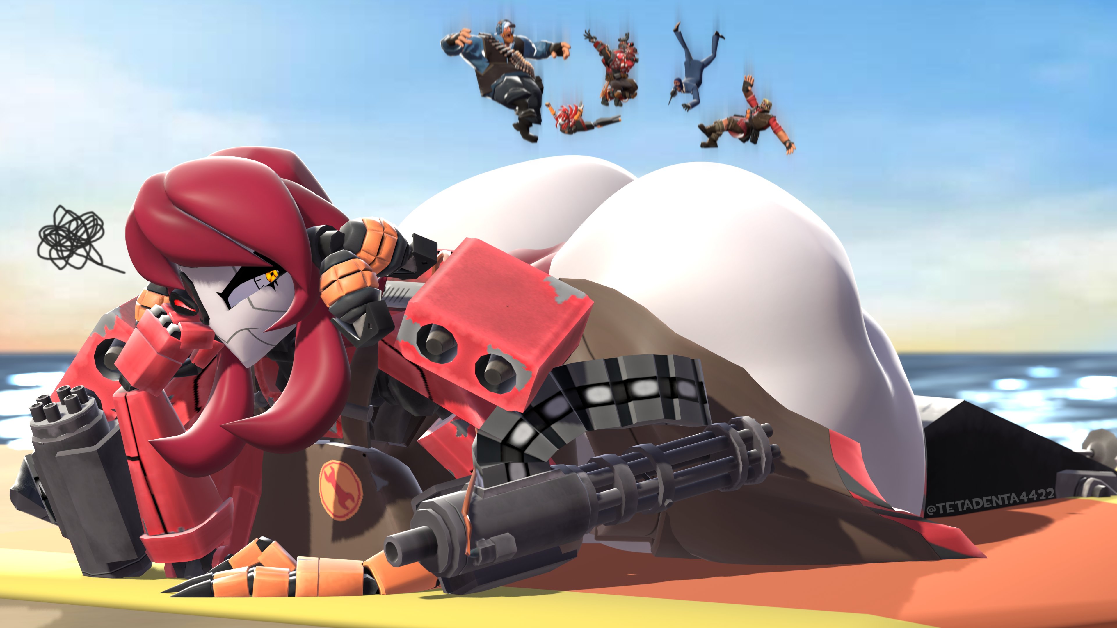 annoyed, annoyed expression, ass, big ass, big butt, bubble ass, bubble butt, engineer (team fortress 2), fat ass, fat butt, giantess, heavy (team fortress 2), huge ass, huge butt, human, human male, mimi sentry, robot, robot girl, robot humanoid, senthia, shucklefuckle42 0, spy (team fortress 2), tamale (tyler the creator), team fortress 2, tetadenta4422, tyler the creator