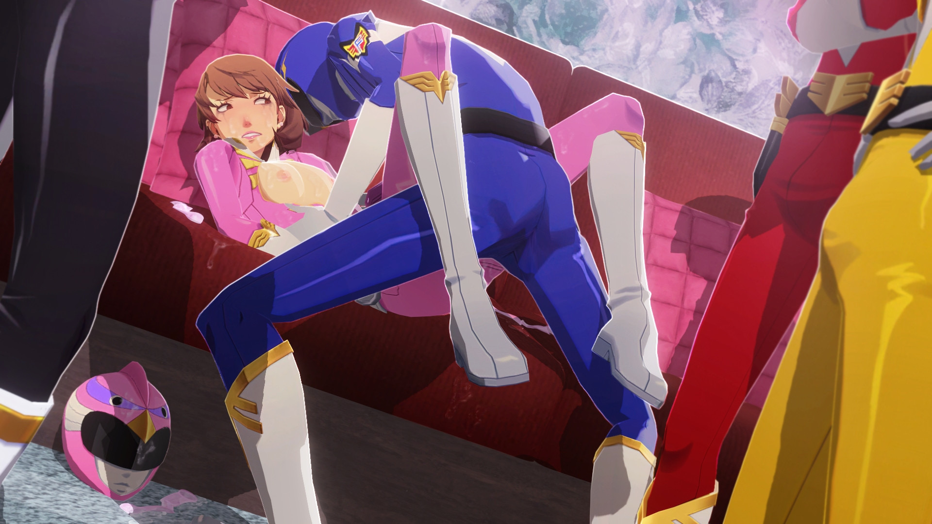 1girls, 3d, 4boys, ambiguous penetration, atlus, breasts out, bulge, bulge through clothing, bulge under clothes, featherman (persona), persona, persona 3, persona 3 reload, tagme, tits out, uriziel38, used condom, yukari takeba, yukari takeba (pink argus)