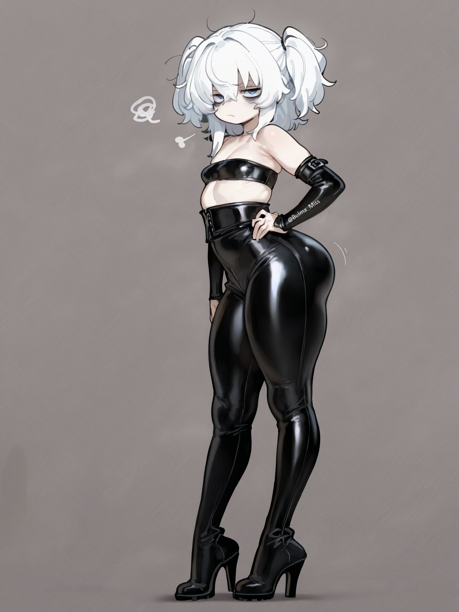 1girls, ai generated, belly button, big ass, big butt, blue eyes, boots, bubble ass, bubble butt, camel toe, cameltoe, commission, dungeons and dragons, high heels, imminent sex, latex, latex armwear, latex clothing, latex legwear, latex pants, latex tubetop, leather, leather clothing, leather pants, lily buns, looking at viewer, looking back, mage, oatmealdood, oblivion, oc, original, pale-skinned female, shiny clothes, shortstack, skin tight, skyrim, small breasts, solo female, submissive, submissive female, suggestive look, the elder scrolls, thick ass, thick butt, thick thighs, tube top, tubetop, twintails, white hair