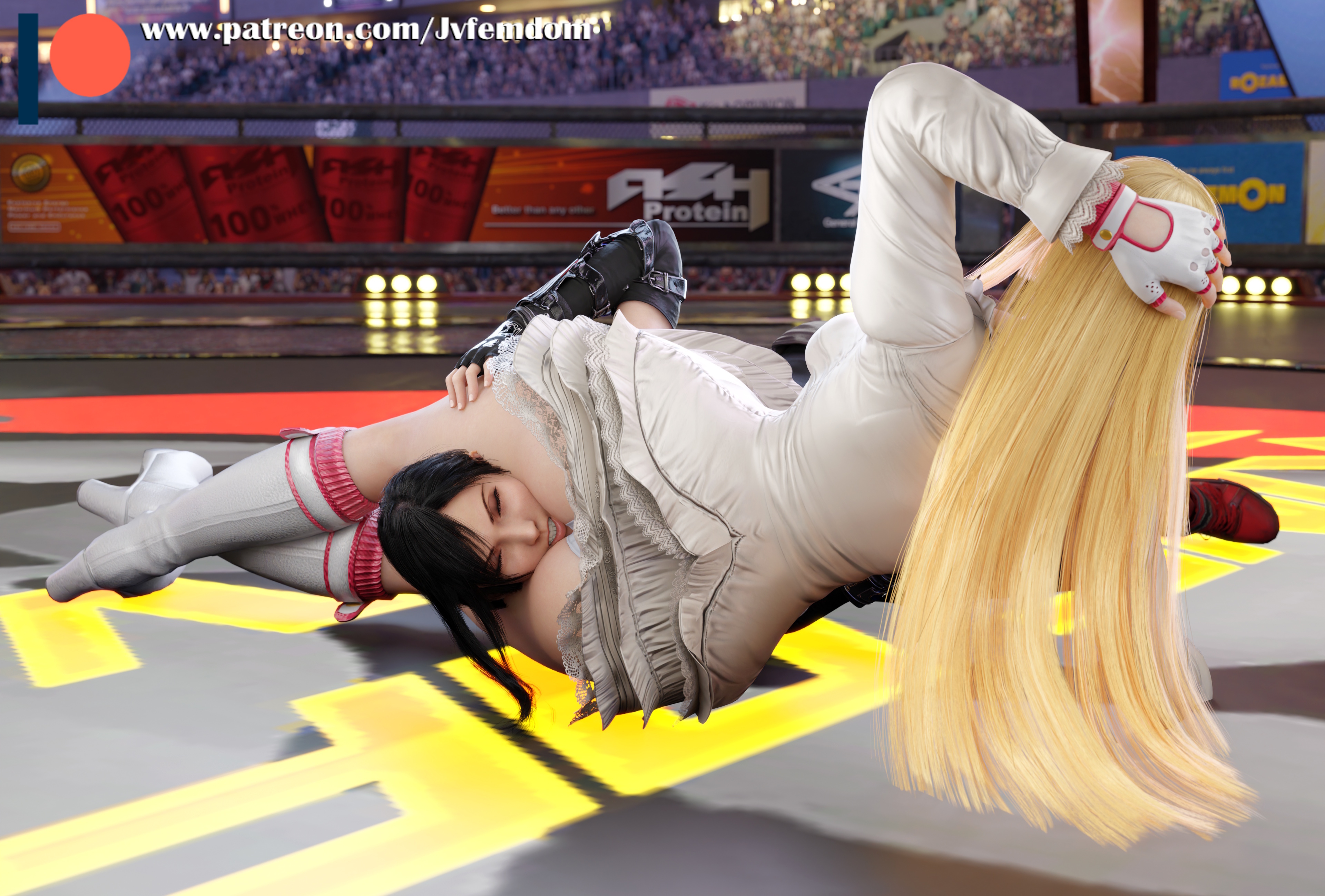 3d, 3girls, absurd res, arrogant, asphyxiation, ass, ass up, beaten, black hair, blender, catfight, choking, cling, clothed, clothed female, defeated, dominant, dominant female, domination, dominatrix, emilie de rochefort, female, female domination, female only, femdom, femsub, final fantasy, final fantasy vii, final fantasy vii remake, fully clothed, head between thighs, headscissors, helpless, highres, humiliated, humiliating, humiliation, jpeg, jvfemdom, knee boots, leg lock, leglock, legs, lezdom, light skin, light-skinned female, long hair, looking pleasured, muscular, muscular thighs, non-nude, passed out, pinned, pinned down, round ass, round butt, sadism, sadistic, sadistic female, short hair, smothering, smothering ass, smug, smug face, smug grin, stockings, submission, submission hold, submissive, suffocation, tekken, tekken 8, thighs, tifa lockhart, utter domination, white boots, wrestling, yuri