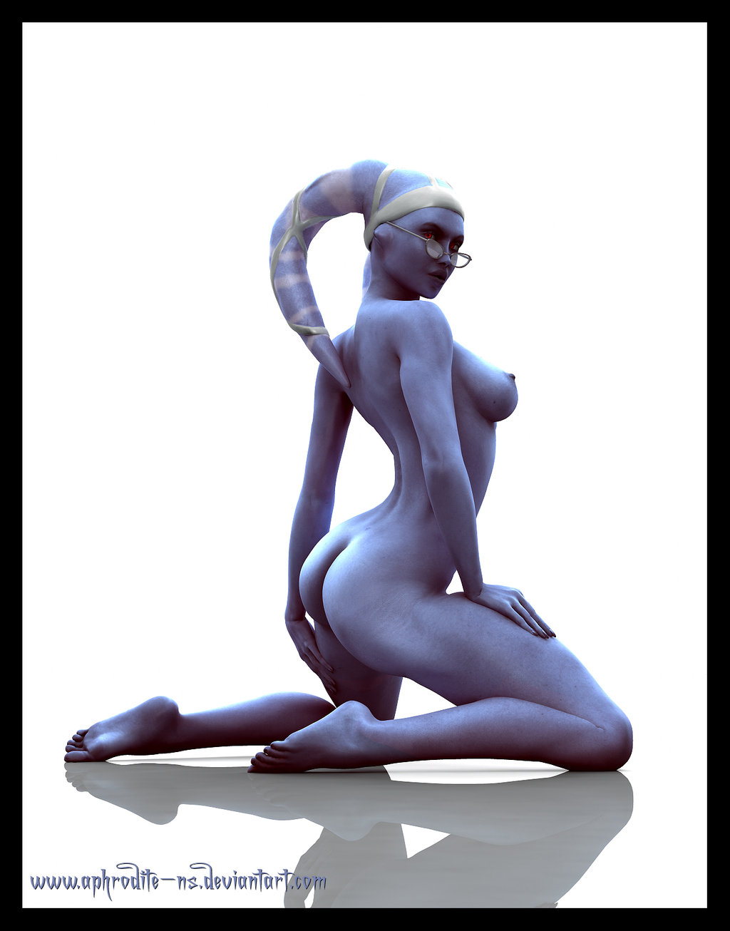 3d aphrodite-ns blue_body blue_skin glasses medium_breasts nude nude_female pinup star_wars tagme text twi'lek