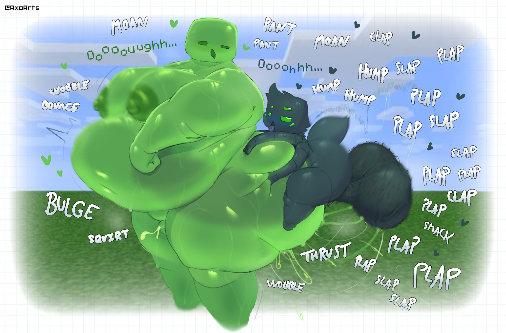 2boys, axoarts, bhm, gay, gay anal, gay sex, lemon (pastelitikiwi), male, male only, male/male, overweight, overweight male, silky (axoarts), slime, slime boy