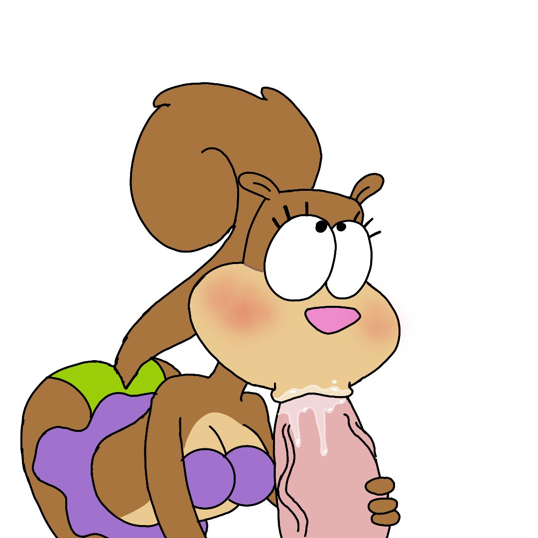 1boy, 1girls, big penis, blowjob, blush, bra, eyebrows, female, furry, male, nickelodeon, patrick star, penis, saliva, sandy cheeks, skirt, spanky15, spongebob squarepants, squirrel, tail, underwear