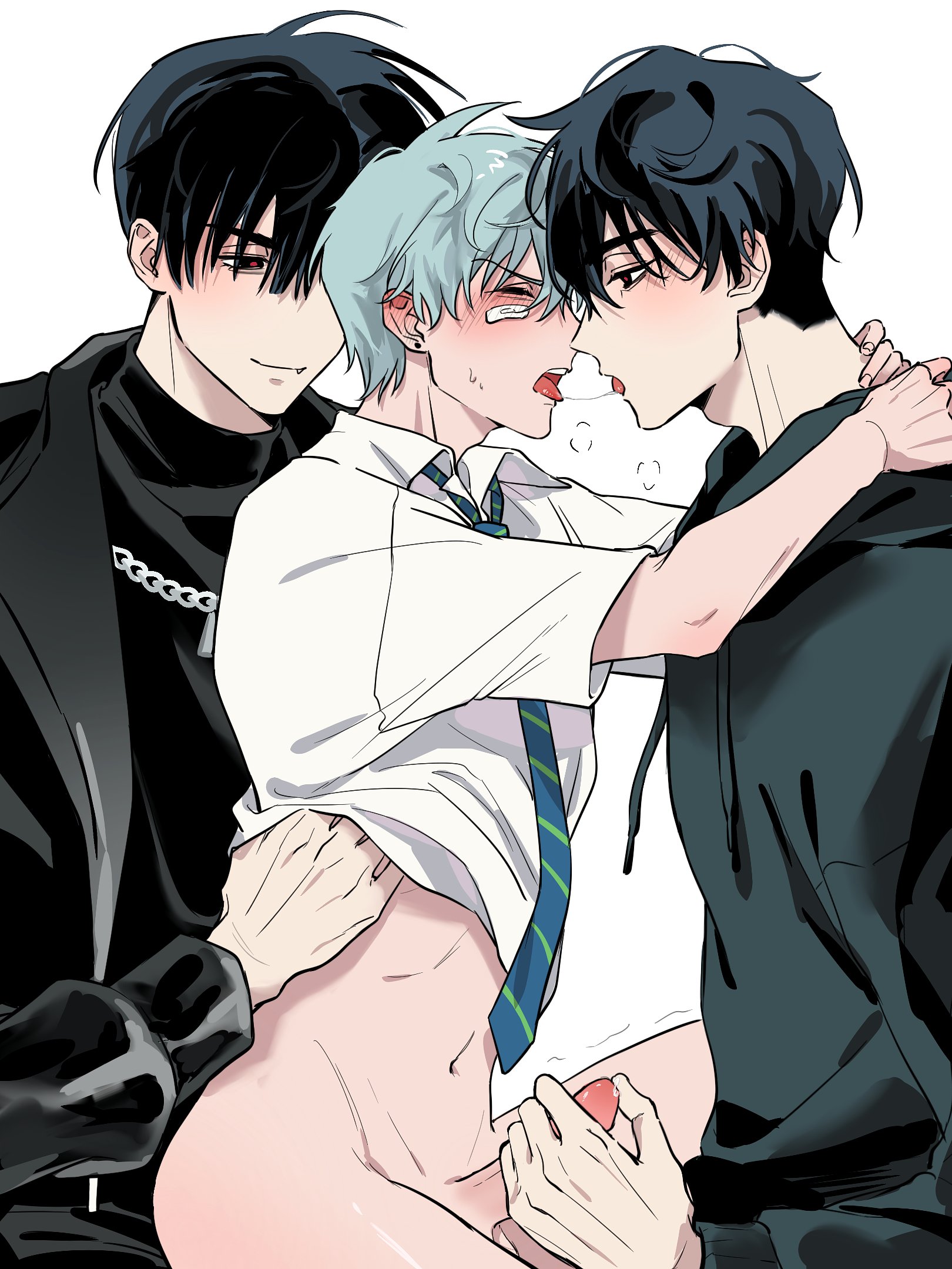 alien stage, anal, anal sex, clone, double penetration, gay, ivan (alien stage), male, pretty boy, skinny, threesome, till (alien stage), yaoi