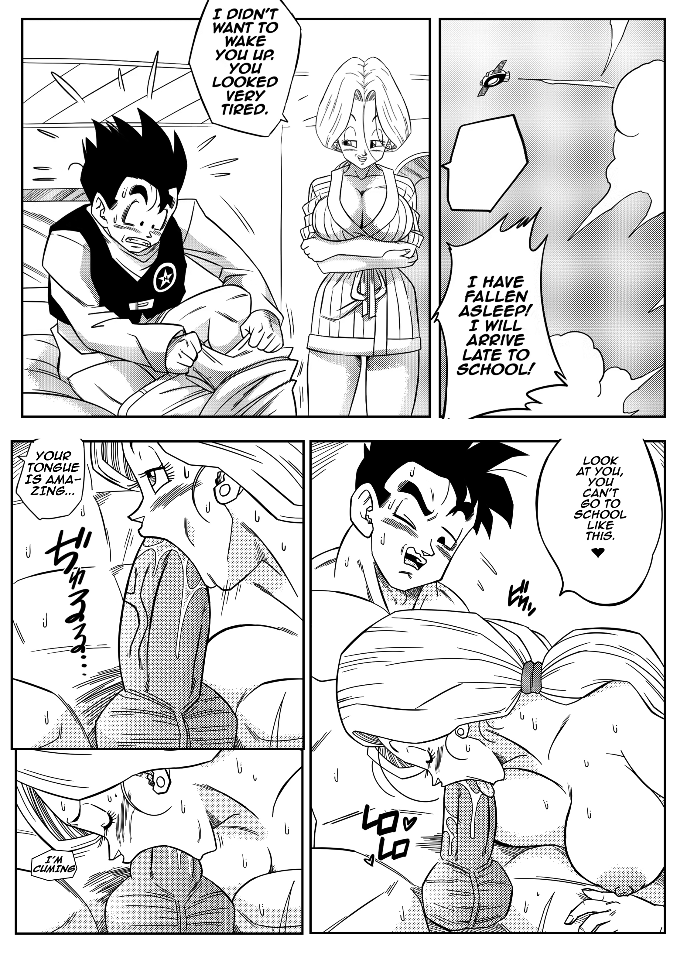 1boy, 1girls, big breasts, bulma, bulma briefs, dragon ball, dragon ball z, fellatio, female, future bulma, future gohan, huge cock, milf, older female, older female and younger male, orange hair, sex, son gohan, tagme, yamamoto doujin, younger male