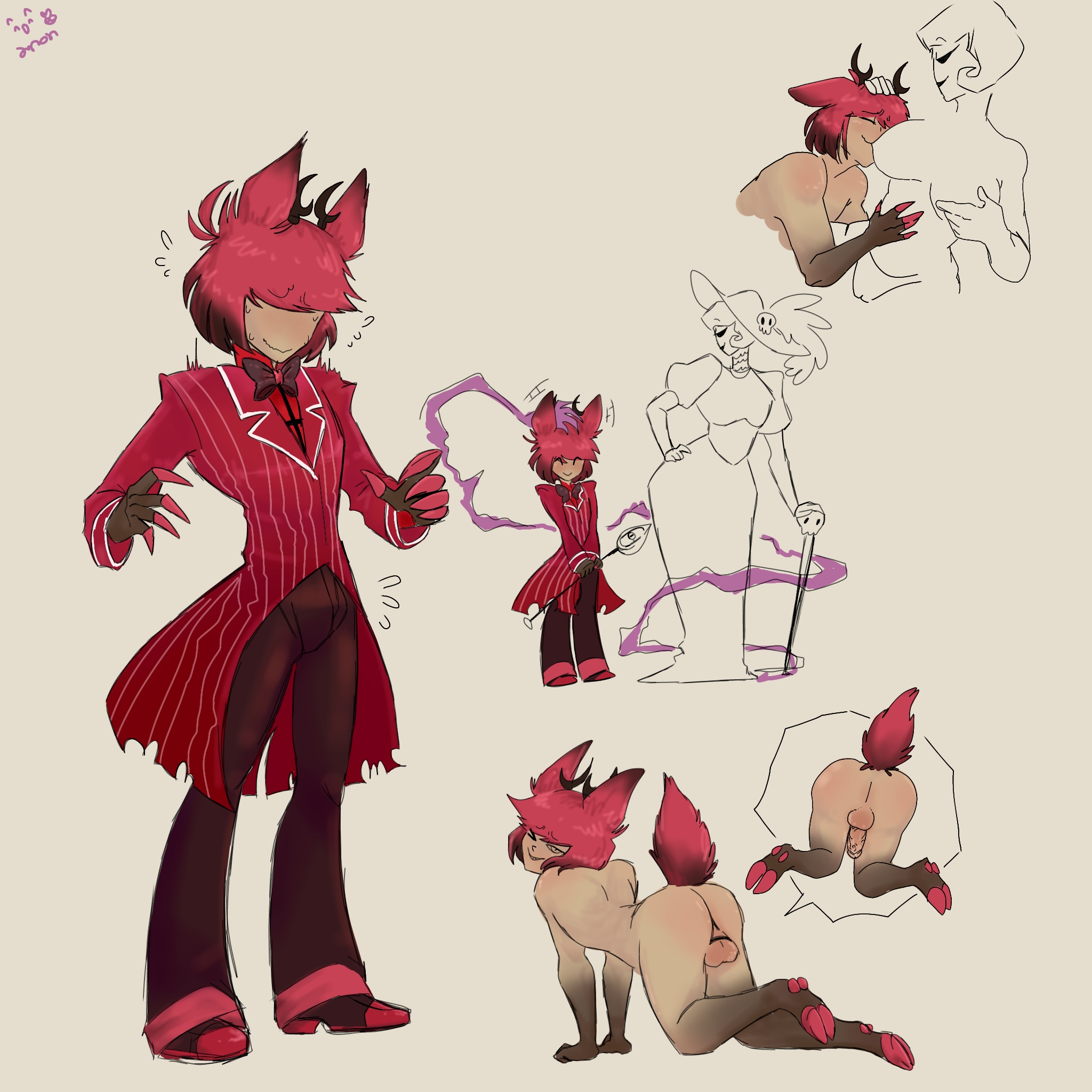alastor (hazbin hotel), hazbin, hazbin hotel, lactation, male, mommy, mommy dom, mommy kink, rosie (hazbin hotel), submissive male