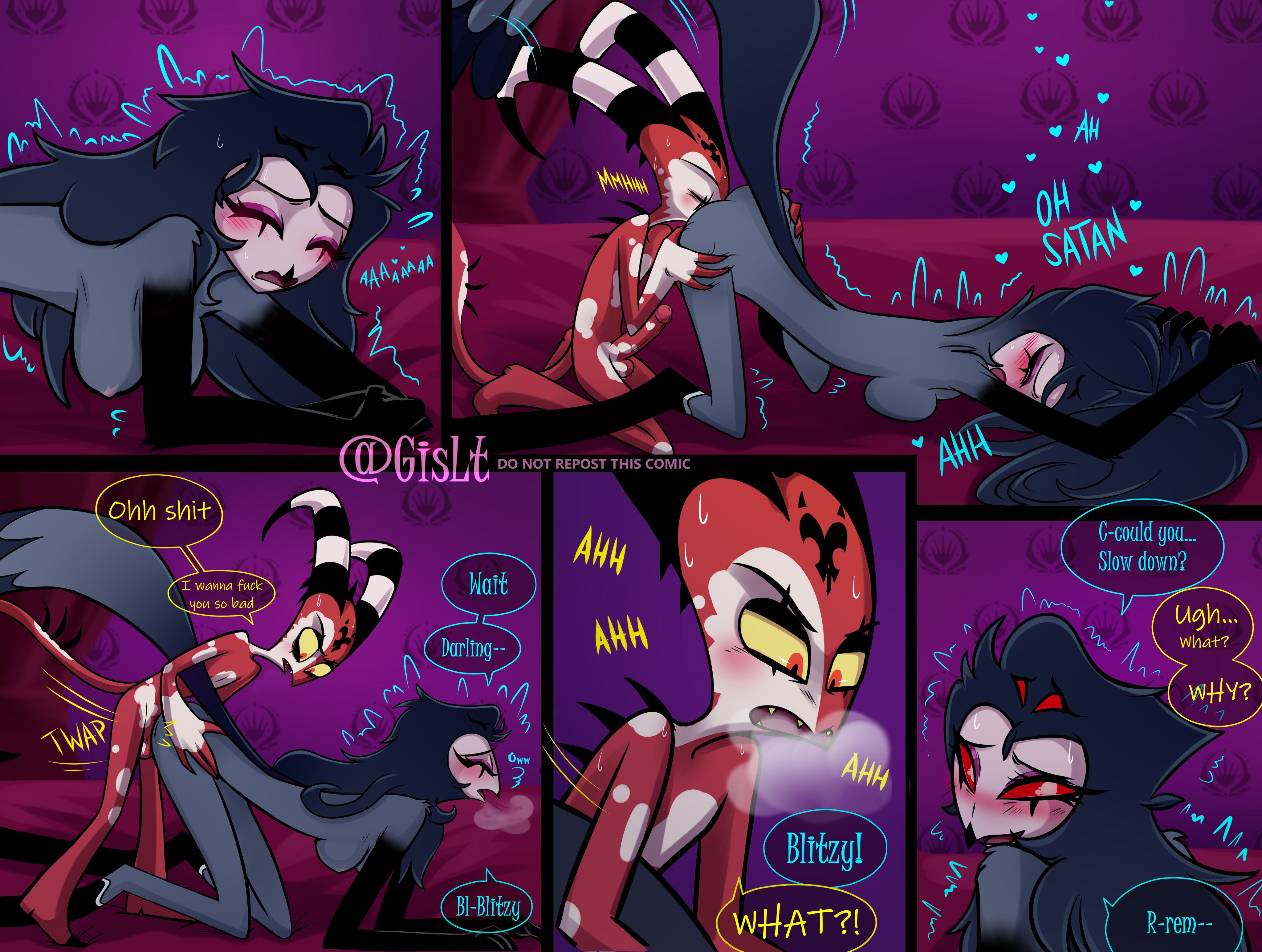 1boy, 1girls, anthro, anthro on anthro, balls, big breasts, big penis, blitzo (helluva boss), blue feathers, blush, breasts, classy, classy female, cunnilingus, demon, demon girl, doggy style, duo, erection, female, female penetrated, female stolas, furry, genderswap, genderswap (mtf), gislt, hair, helluva boss, horns, interspecies, male, male penetrating, male penetrating female, male/female, mature female, milf, mtf transformation, nipples, nude, open mouth, open smile, owl, owl demon, penetration, penis, pleasure face, pussy, red body, rich, rich female, rule 63, sex, simple background, smile, stolas (helluva boss), straight, straight sex, sweat, tail, thick thighs, tongue, tongue out, transformation, vaginal, vaginal penetration, vaginal sex, wealthy, wealthy female