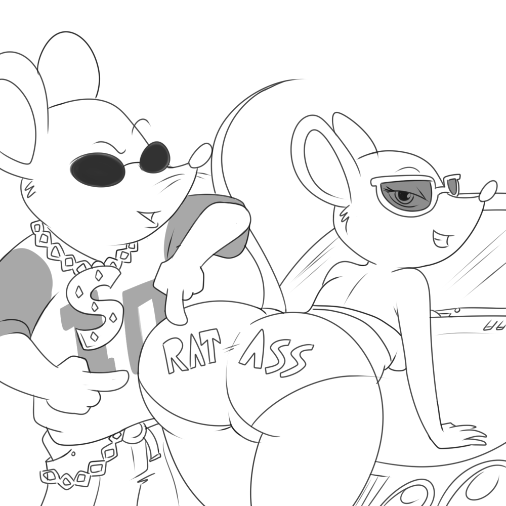 anthro benjamin_stilton bent_over geronimo_stilton_(series) male monochrome sunglasses tagme thea_stilton