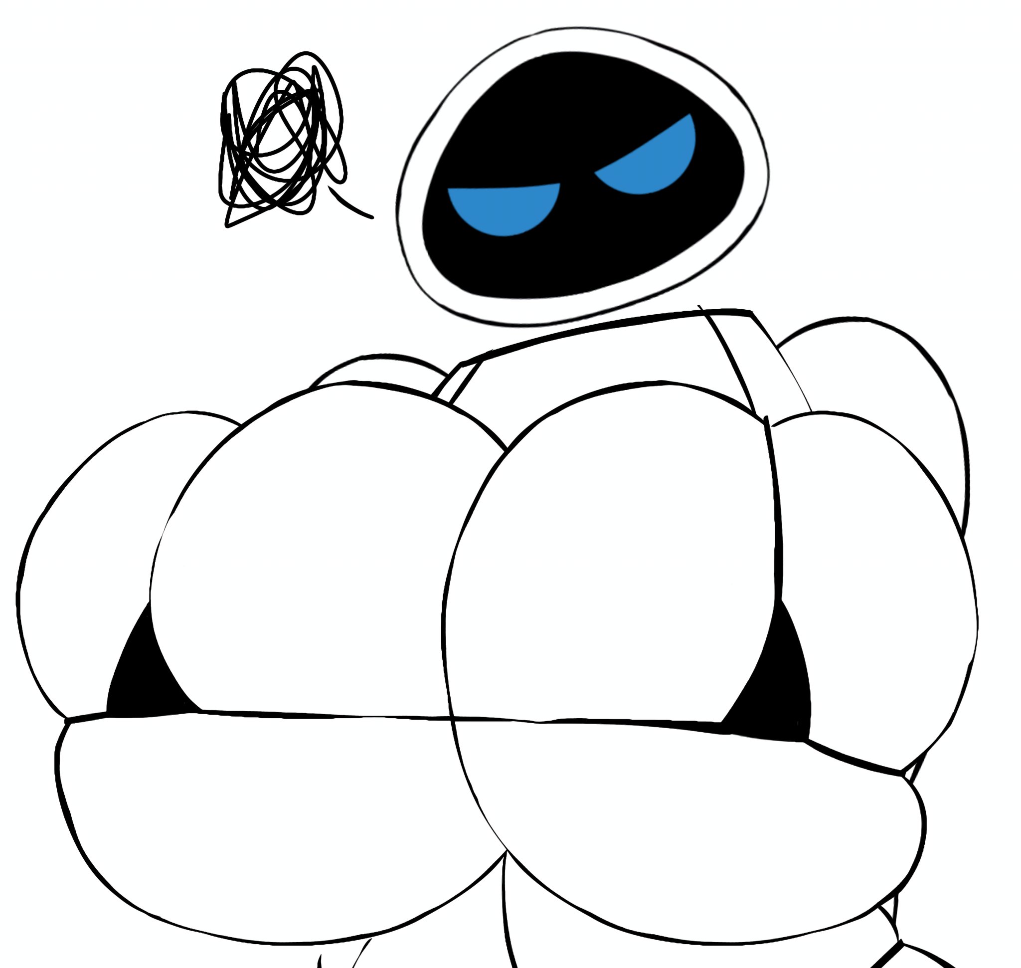 1girls, 2023, annoyed, annoyed expression, big breasts, bikini, bikini top, black bikini, black bikini top, breast focus, breasts, bust portrait, busty, cleavage, disney, eve (wall-e), female, female focus, gigantic breasts, huge breasts, large breasts, looking at viewer, micro bikini, micro bikini top, pixar, robot, robot girl, robot humanoid, solo, solo focus, top heavy, videogamedunky, wall-e, white background, white body