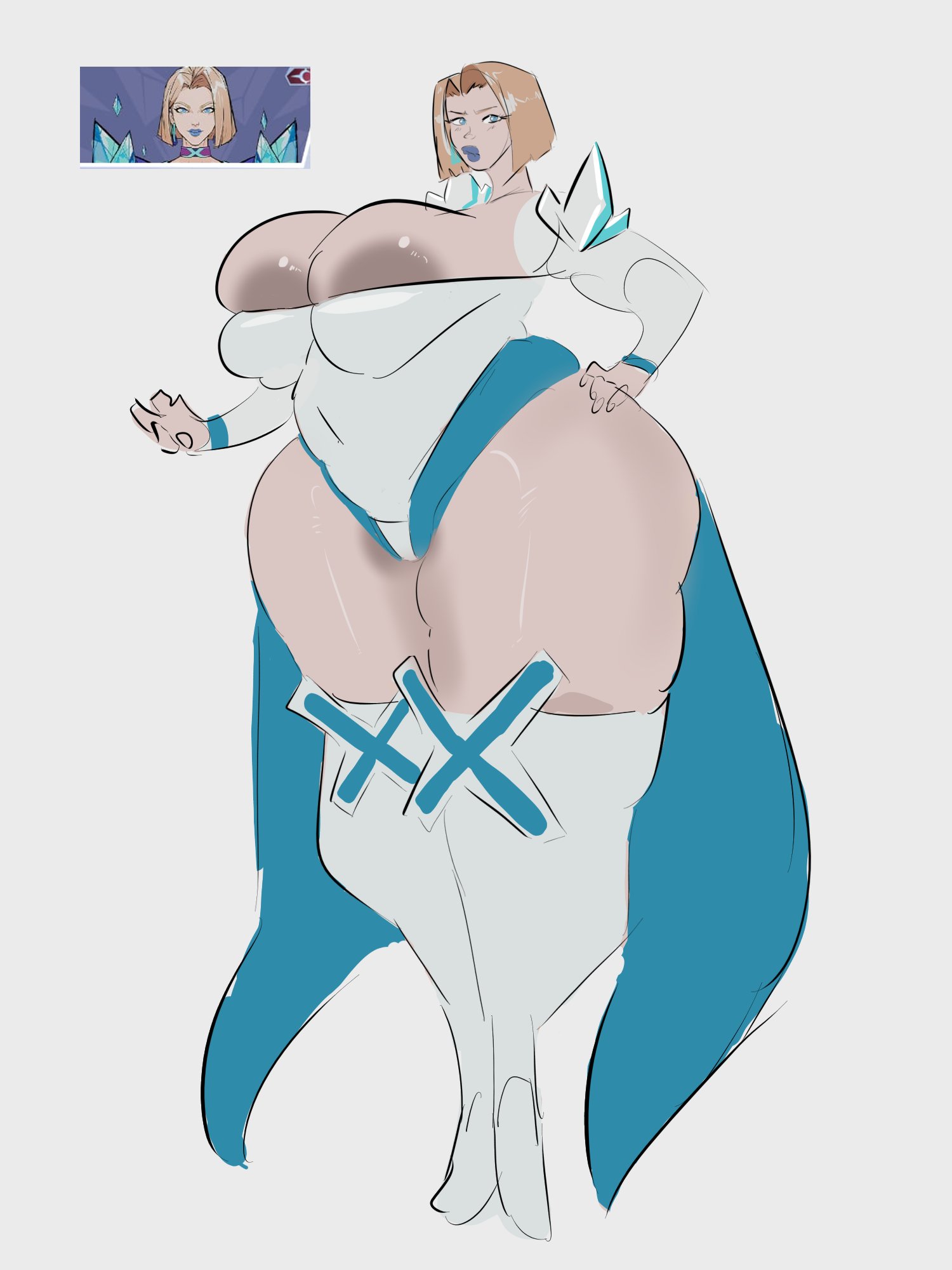 busty, emma frost, emma frost (marvel rivals), female, greaseyhair, marvel, marvel comics, obese