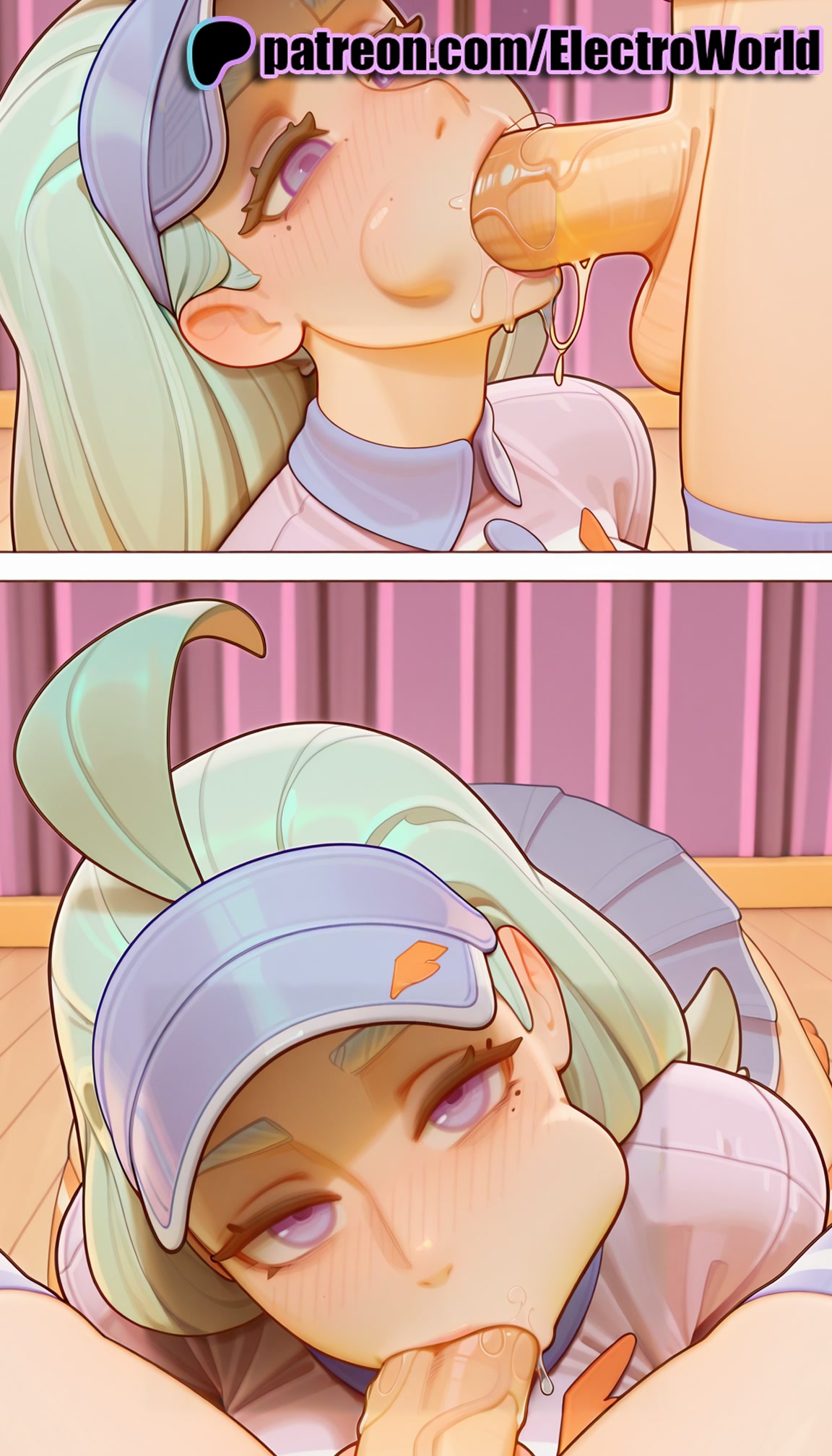 :>=, 1boy, 1girls, 2025, ai generated, artist name, balls, balls sucking, blowjob, blowjob face, blush, cheek bulge, cock, cum in mouth, deepthroat, dick, electroworld, fellatio, female, hi res, high quality, high resolution, highres, kahili (pokemon), licking, long hair, male, mole, mole under eye, multicolored hair, multiple females, multiple girls, oral, oral sex, patreon, patreon username, penis, pokemon, pov, purple eyes, stable diffusion, straight, sucking, testicles, uncensored, watermark
