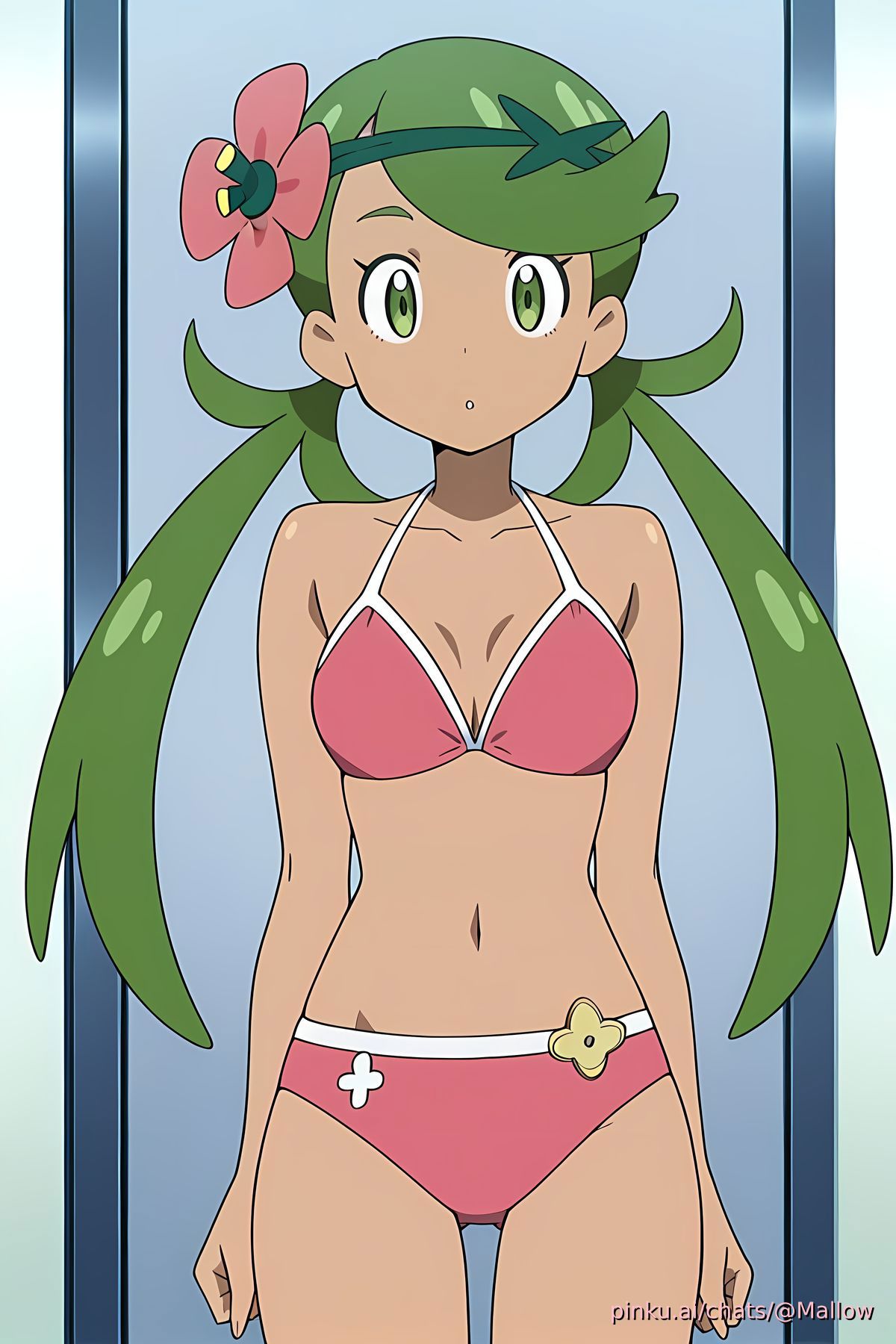 1girls, ai generated, bikini, female, female only, mallow (pokemon), nintendo, pinku.ai, pokemon, pokemon sm, solo