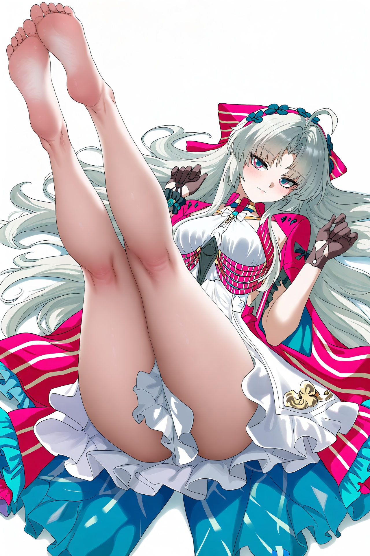 1girls, ai assisted, anatomically correct, ankles, artist request, bangs, bare legs, bare thighs, barefoot, black gloves, blue eyes, carlotta (wuthering waves), feet, feet fetish, feet together, feet up, fetish, foot fetish, gloves, hair ornament, hi res, hot girl, kneepits, kuro games, legs, legs fetish, legs focus, legs together, legs up, long hair, magenta dress, magenta eyes, perfect legs, perfect thighs, pink dress, pink eyes, pink feet, pink legs, pink soles, pits, seducing, seduction, seductive, seductive body, seductive feet, seductive gaze, seductive look, seductive pose, sexy, sexy legs, sexy pose, silver hair, skirt, slender, slender body, slender build, slender legs, slender waist, smooth legs, smooth skin, soles, suggestive, suggestive look, suggestive pose, suggestive posing, thick thighs, thighs, under skirt, underskirt, wuthering waves