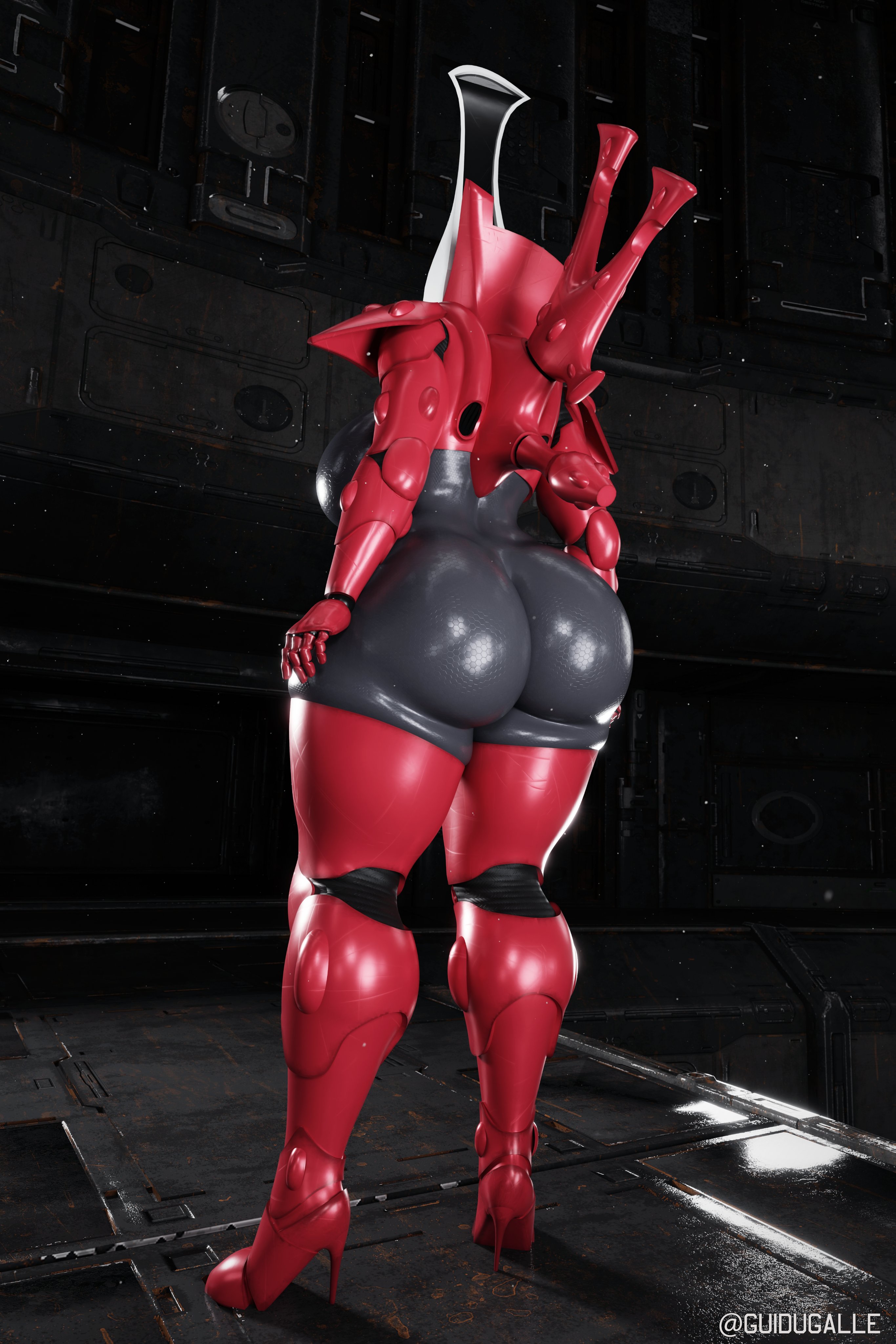 1girls, 3d, aeldari, alien, alien girl, alien humanoid, armor, armored boots, armored female, armored gloves, ass, ass focus, big ass, big breasts, breasts, curvaceous, curvaceous figure, curvy, curvy body, curvy female, curvy figure, eldar, female, female focus, female only, from behind, gray skin, grey skin, guidugalle, guimontag, heels, helmet, helmet girl, high quality, high resolution, highres, hips, indoors, large ass, large breasts, mask, masked, masked female, mechanical, mechanical arm, mechanical arms, mechanical leg, mechanical legs, partially clothed, red armor, red clothing, red heels, robot, robot girl, robot humanoid, robotic arm, robotic legs, sideboob, skindentation, thick thighs, thighs, warhammer (franchise), warhammer 40k, wide hips, wraithlord