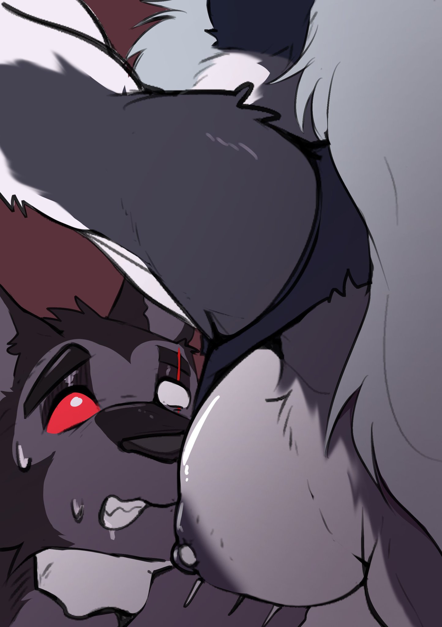 1boy, 1futa, anthro, canid, canid demon, canine, canis, demon, fur, furry, futa on male, futa/male, futadom, futanari, hellhound, helluva boss, imminent rape, imminent sex, intersex, kakhao, loona (helluva boss), male, mammal, mythological canine, mythological creature, tagme, vortex (helluva boss)