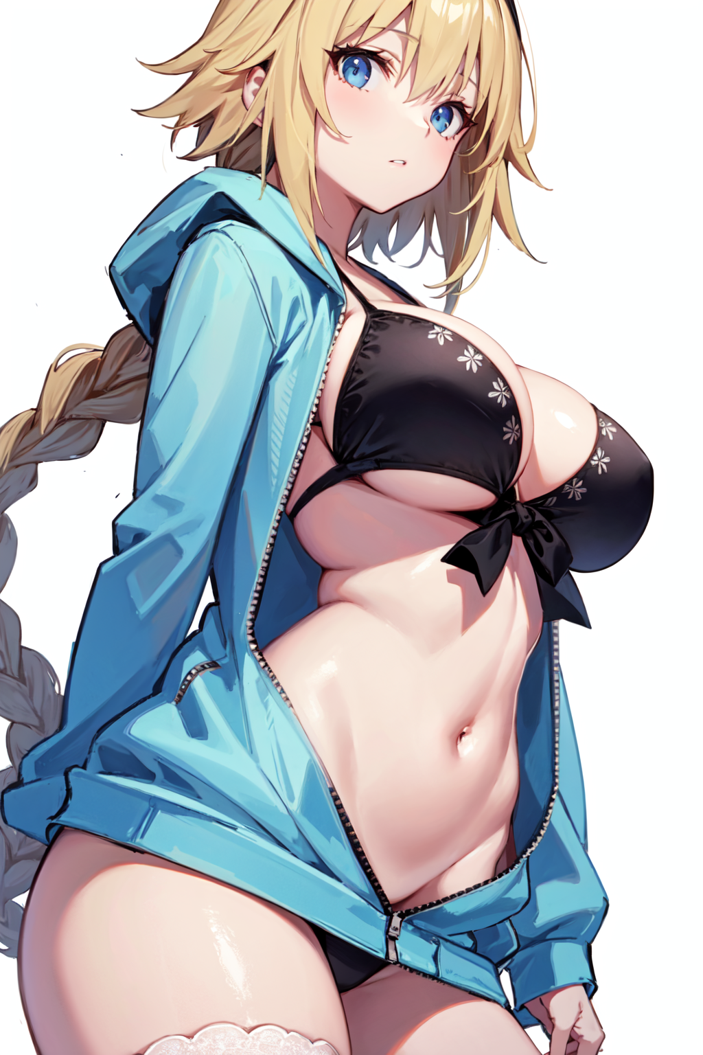 1girls ai_generated bikini blonde_hair blue_eyes braided_hair breasts fate/grand_order fate_(series) female hi_res huge_breasts jeanne_d'arc_(fate) jeanne_d'arc_(swimsuit_archer) light-skinned_female light_skin long_hair smile stable_diffusion