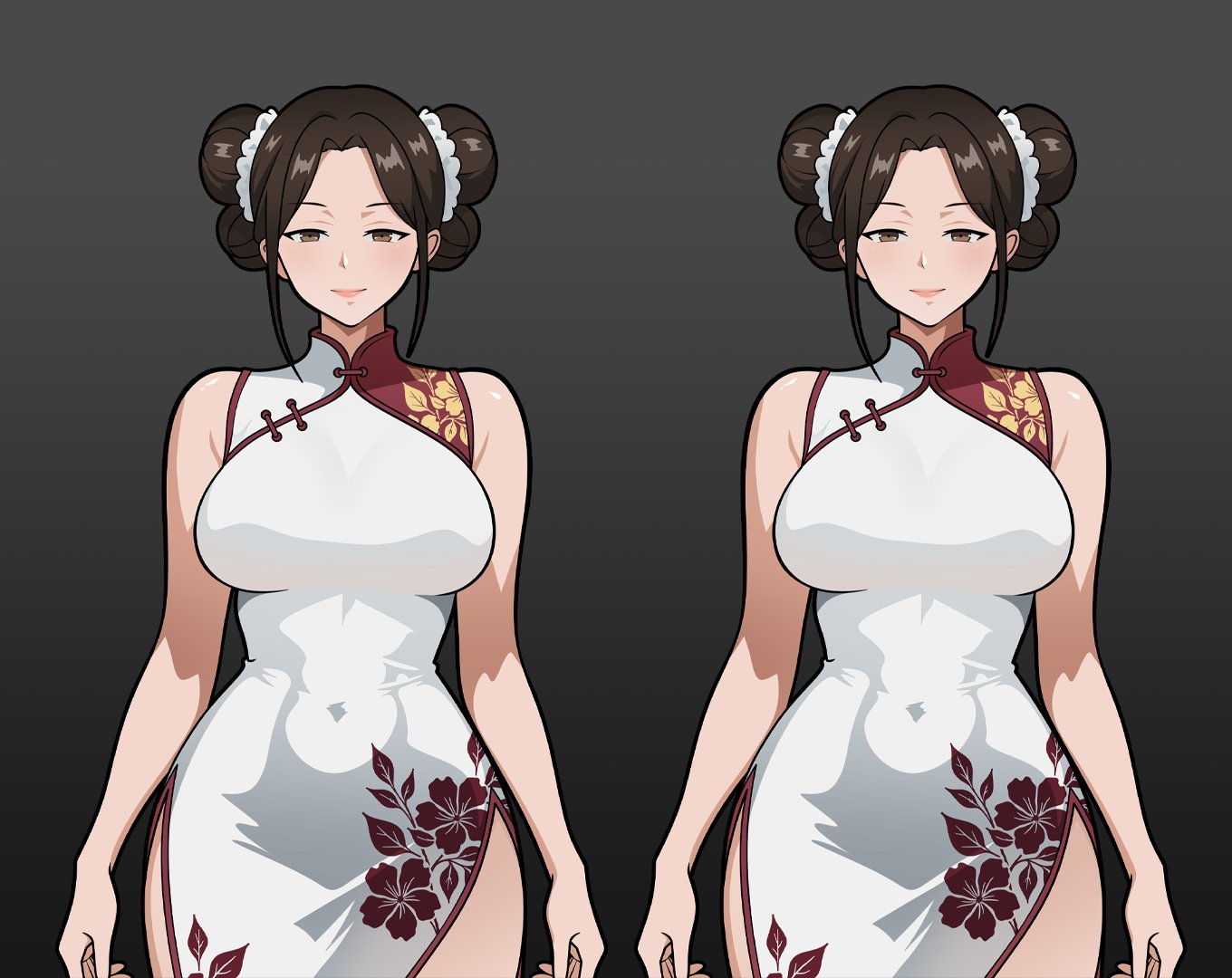 1girls, artist request, asian, asian clothing, asian female, bare arms, bare shoulders, bare thighs, bbw, bedroom eyes, belly, belly button, big breasts, boruto: naruto next generations, brown eyes, brown hair, busty, child bearing hips, chinese clothes, chinese dress, chinese female, clothed, clothing, dress, female, female focus, female only, front view, fully clothed, hair buns, hair ribbons, hi res, high resolution, highres, hips, hourglass figure, large breasts, light skin, light-skinned female, lips, lipstick, long dress, long skirt, makeup, mature, mature body, mature female, mature woman, milf, narrowed eyes, naruto, naruto (series), naruto shippuden, naruto: the last, pale skin, pale-skinned female, pink lips, pink lipstick, pose, posing, ribbons, shonen jump, shounen jump, shueisha, skirt, smile, smiling, smiling at viewer, solo, solo female, solo focus, standing, tenten, tenten (naruto), thick thighs, thighs, tight dress, venus body, very high resolution, voluptuous, voluptuous body, voluptuous female, weekly shonen jump, weekly shonen magazine, weekly shounen jump, white dress, wide hips