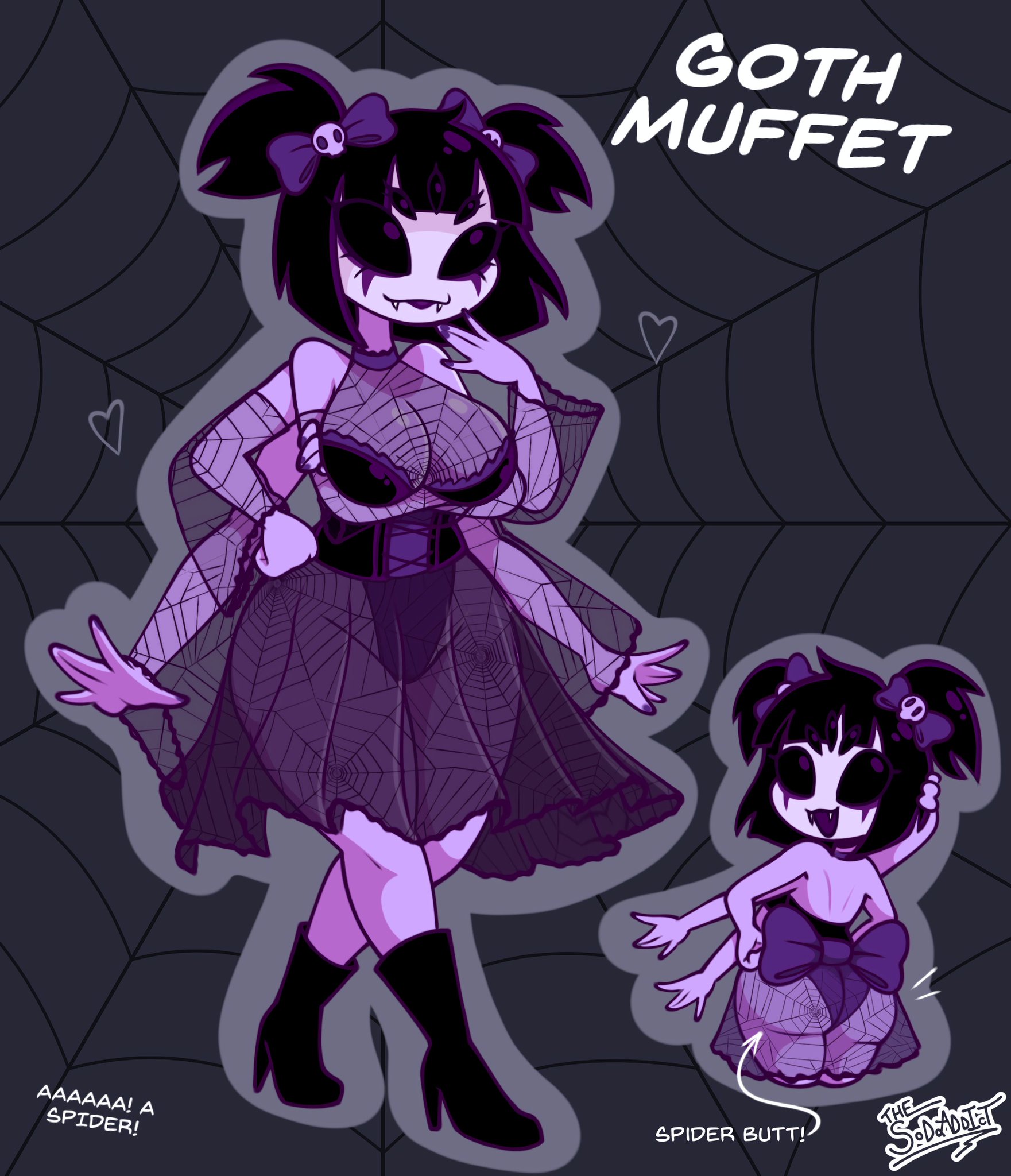 1girls, 2026, arachnid, arachnid humanoid, ass, breasts, female, female only, muffet, spider, spider girl, thesoderaddict, thighs, undertale, undertale (series)