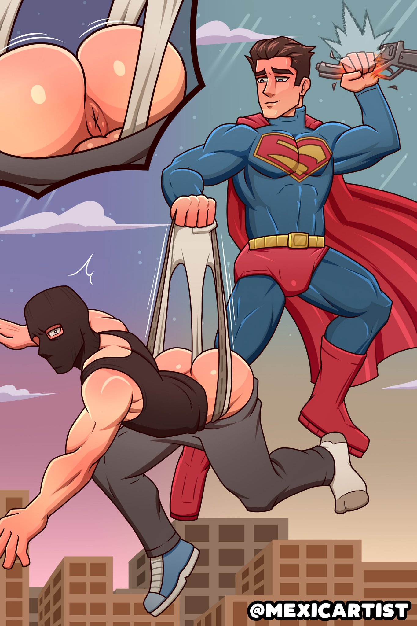 ass, bara, big ass, big butt, bubble ass, bubble butt, butt, clark kent, dat ass, dat butt, dc, dc comics, exposed, fat ass, fat butt, flying, gay, huge ass, huge butt, large ass, large butt, male, male only, mask, masked, masked male, mexicartist, muscular, muscular male, round ass, round butt, superman, superman (clark kent), superman (series), thick ass, thick butt, wedgie
