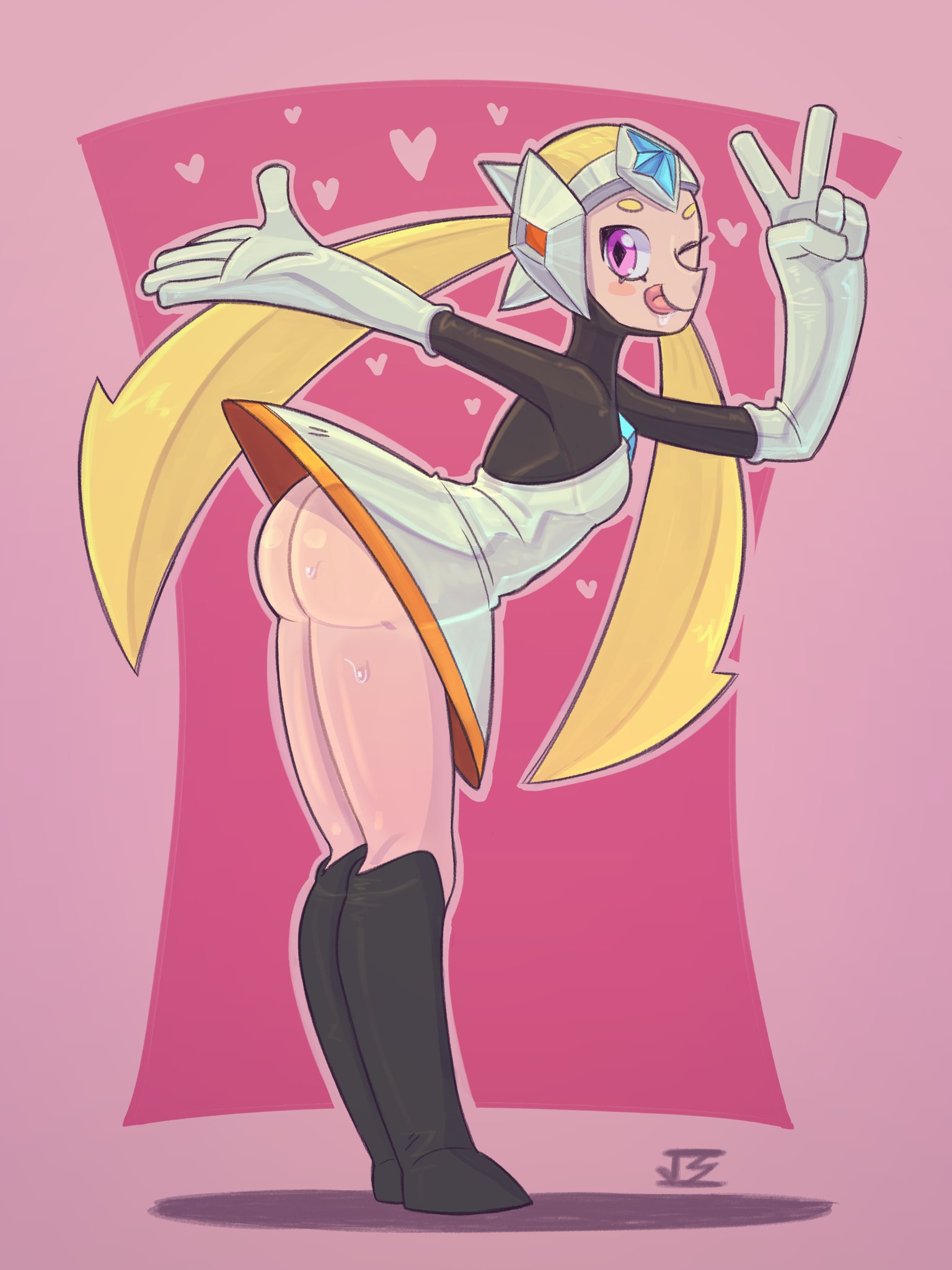 :b, 1girls, ass, ass focus, blonde hair, brawl stars, breasts, jams draws, long hair, looking at viewer, solo, solo female, starr nova (brawl stars), supercell, tagme, underskirt