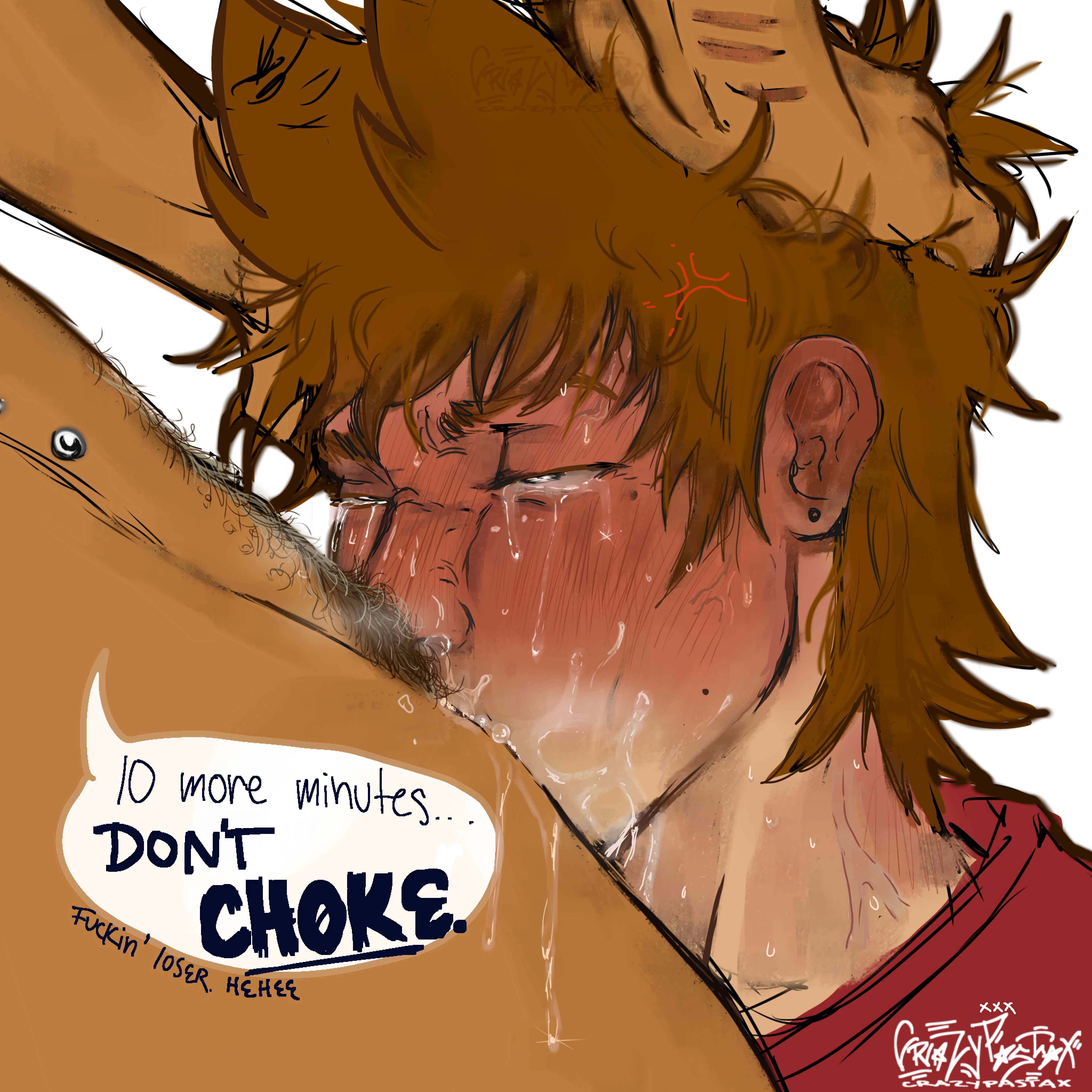 2boys, 2d, colored, cum, cum in mouth, cum inside, eddsworld, face closeup, gay, gay male, male, male only, oral, oral masturbation, oral penetration, oral sex, spit, spit bubble, throat fuck, tom (eddsworld), tord (eddsworld), yaoi