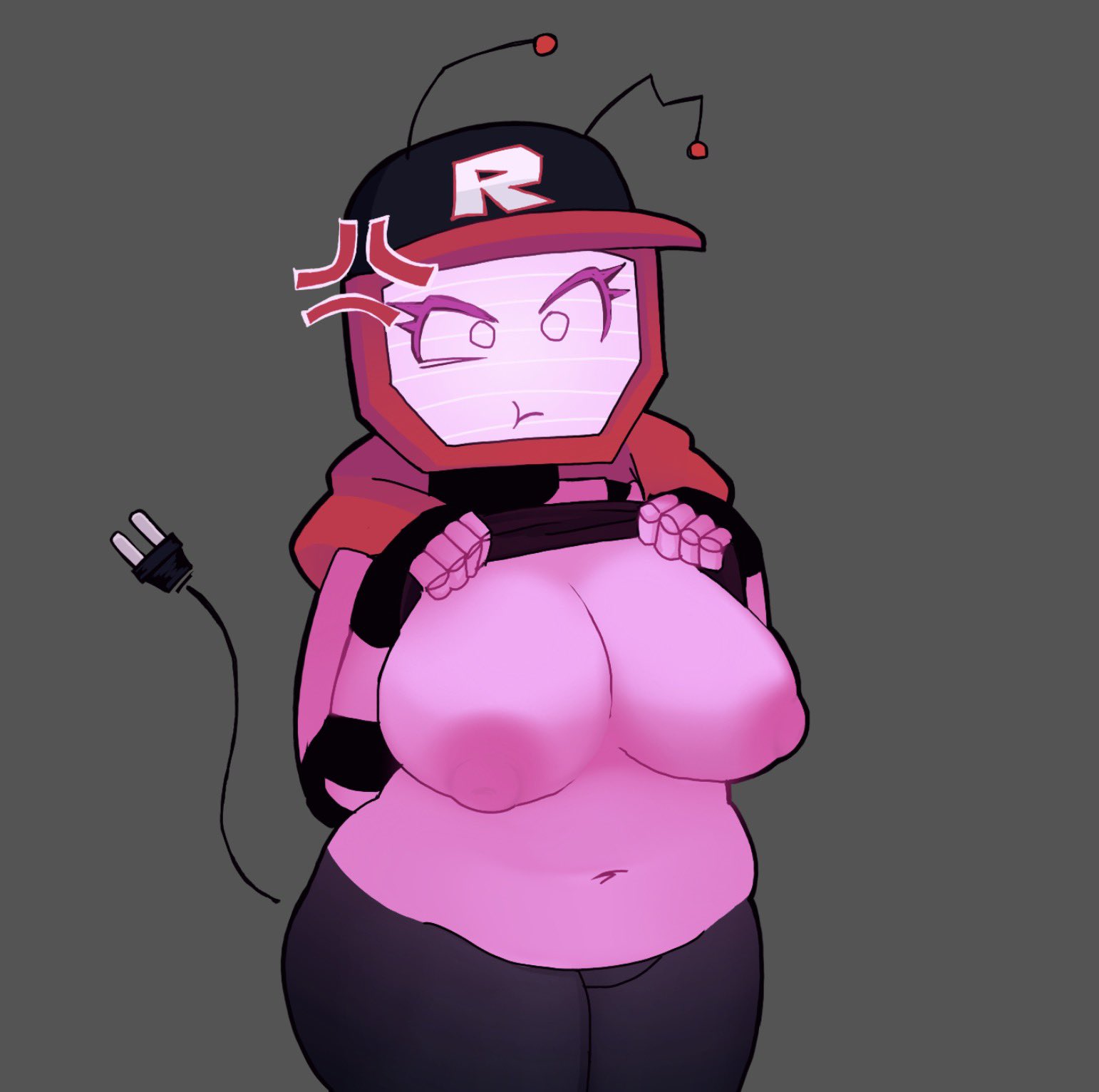 1girls, areolae, breasts, breasts out, flashing breasts, forsaken (roblox), lifting shirt, nipples, roblox, roblox game, robloxian, robot, robot girl, tagme, tagme (artist), tv head, tv head robot, tv screen, veeronica