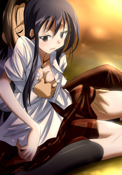 amakusa_shino clothing groping hetare_(pixiv) seitokai_yakuindomo skirt tagme takatoshi_tsuda