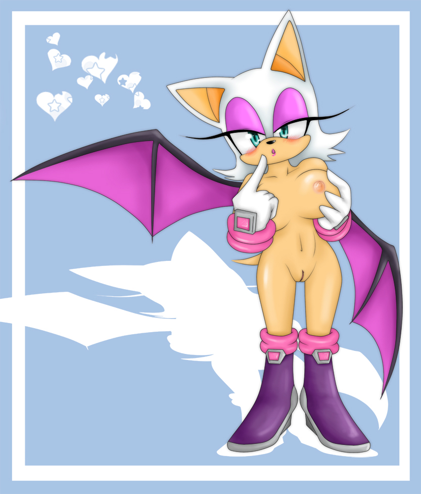 anthro bat boots breasts color cute female female_only fur furry gloves heart nipples nude rouge_the_bat rouge_the_bat_(heroes) solo sonic_(series) sonic_heroes standing steel_tigerwolf tagme vulva wings