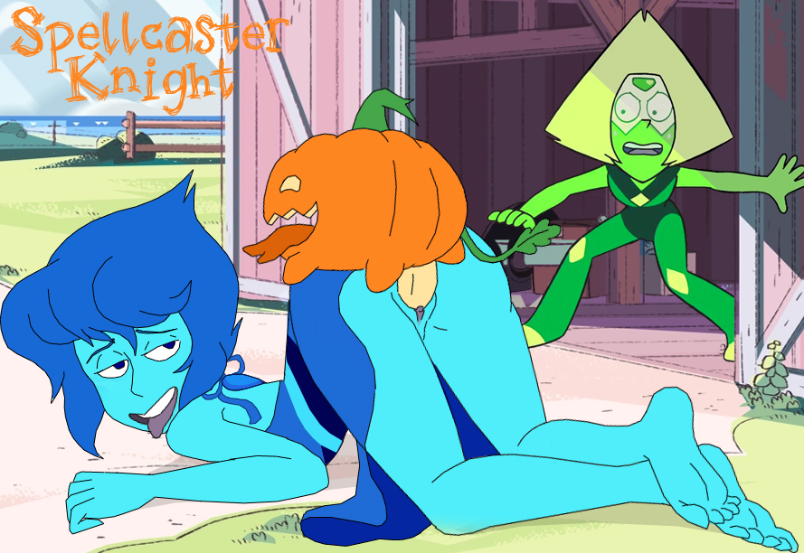 2girls accurate_art_style cartoon_network caught insertion lapis_lazuli_(steven_universe) multiple_girls peridot_(steven_universe) pumpkin pumpkin_(steven_universe) spellcaster_knight steven_universe vaginal_insertion vaginal_penetration vegetable