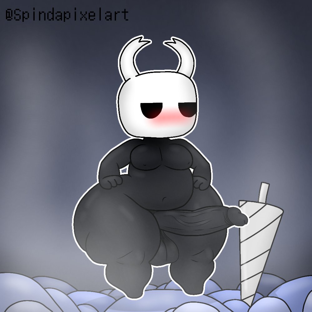 1:1 2022 anthro axoarts balls belly big_balls big_penis biped black_body blush erection foreskin front_view genitals grey_background hands_on_hips hollow_knight huge_thighs male melee_weapon moobs mouthless nail_(weapon) narrowed_eyes navel nude penis protagonist_(hollow_knight) retracted_foreskin short_stack shortstack simple_background solo spindapixelart standing team_cherry thick_thighs vessel_(species) video_games weapon wide_hips