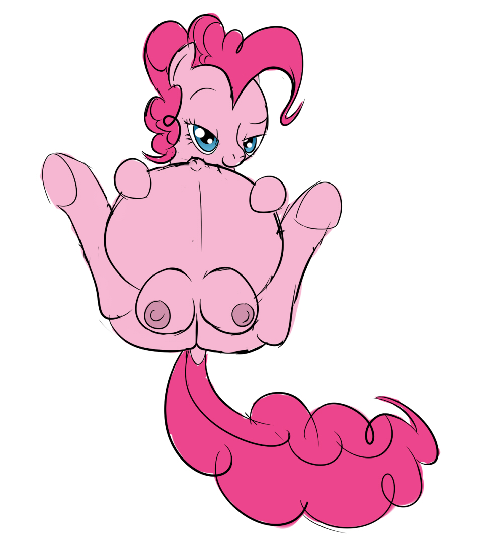 breasts calorie crotchboob crotchboobs earth_pony equine female female_only feral friendship_is_magic front_view fur hair hooves mammal my_little_pony nipples pink_fur pink_hair pinkie_pie_(mlp) pony pregnant raised_legs solo tagme