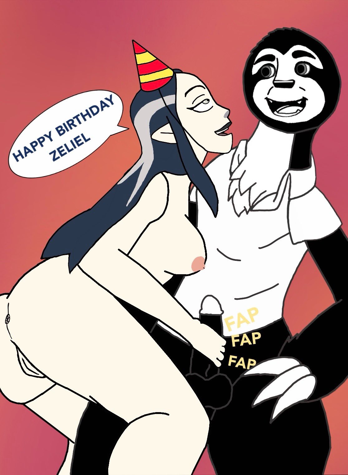 artist_name artist_self-insert big_ass big_breasts big_butt big_penis birthday birthday_handy birthday_hat black_and_white blind_peacock_draws_(artist) blue_hair fur furry furry_male handjob handjob_while_watching happy_birthday lilith_clawthorne moving_hand oc orginal_character request requested sloth the_owl_house white_strand_of_hair white_stripes witch witch_(the_owl_house)