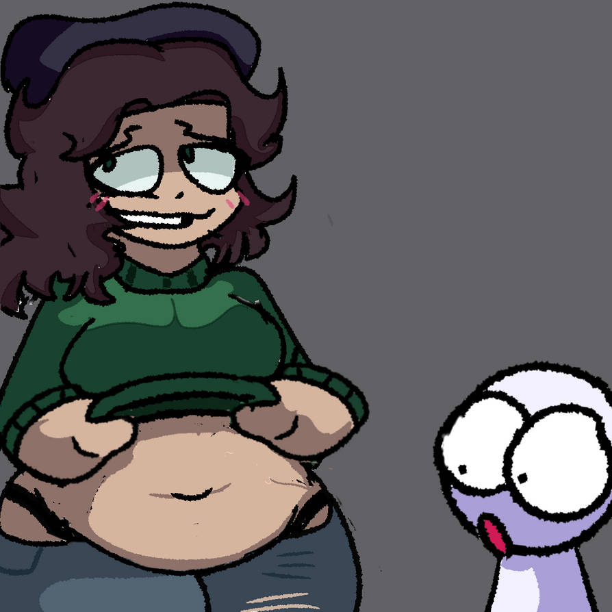 1girls belly belly_button blush breasts chubby chubby_female female female_focus freckles friday_night_funkin green_eyes looking_away sara_taylor shirt_lift short_hair step_right_up:_adventure_isle