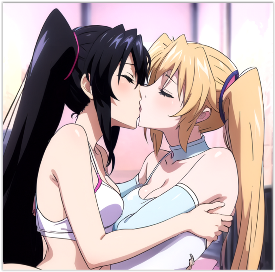 ai_generated girl_on_girl high_school_dxd lesbian_couple lesbian_kiss serafall_leviathan shidou_irina yuri