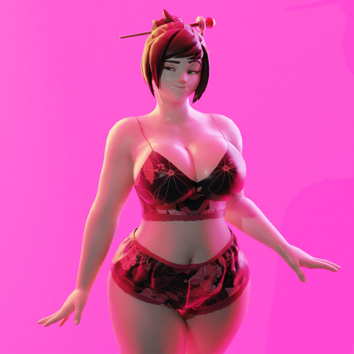 1girls 3d 3d_(artwork) asian asian_female big_breasts blizzard_entertainment breasts brown_hair brown_hair_female brunette_hair chinese chinese_female clothed clothed_female female female_focus female_only light-skinned_female light_skin looking_sideways mei_(overwatch) overwatch overwatch_2 pink_background slipperyt smirk smirking smug smug_face solo solo_female solo_focus