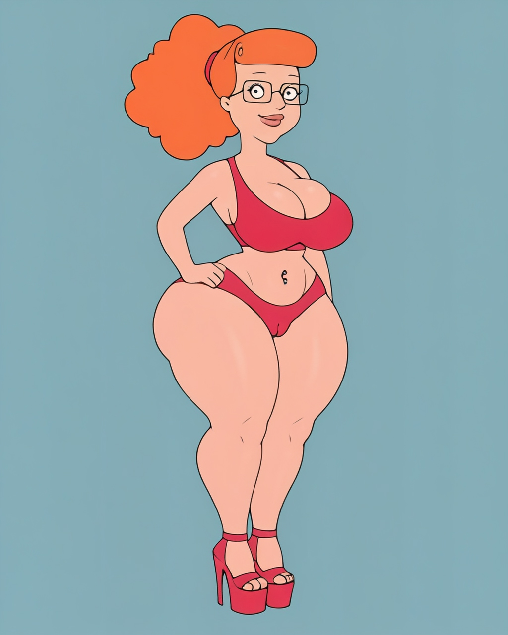 ai_generated borednlonely bottom_heavy curvy family_guy ginger glasses high_heels hourglass_figure large_breasts patty_patterson platform_heels thick_ass thick_legs thick_thighs voluptuous wide_hips