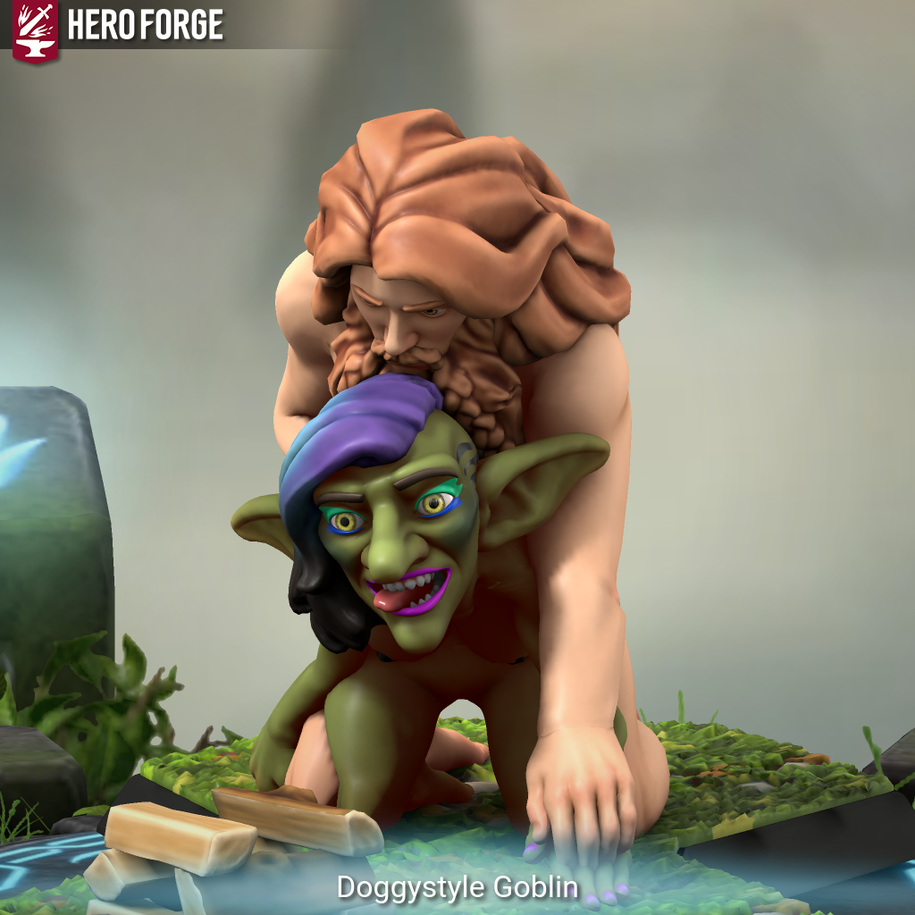 beard doggy doggy_style doggy_style doggy_style fantasy full_beard goblin goblin_female hero_forge heroforge human_on_monster interracial interspecies long_hair ugly ugly_female